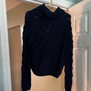 FRNCH Navy Cowl Neck Sweater